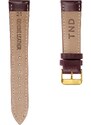 Trendhim Bracelet de montre en cuir marron foncé avec boucle dorée et système de dégagement rapide - 21 mm
