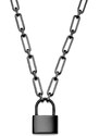 Lucleon Collier Carter Amager à chaîne couleur bronze gunmetal et pendentif cadenas