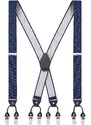 Trendhim Vexel | Bretelles larges en X à pinces et motifs points bleu marine
