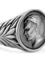 Lucleon Obelius |Chevalière César monnaie vintage argentée