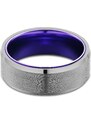 Lucleon Terra | Bague en carbure de tungstène avec bord biseauté gris foncé et violet 8 mm